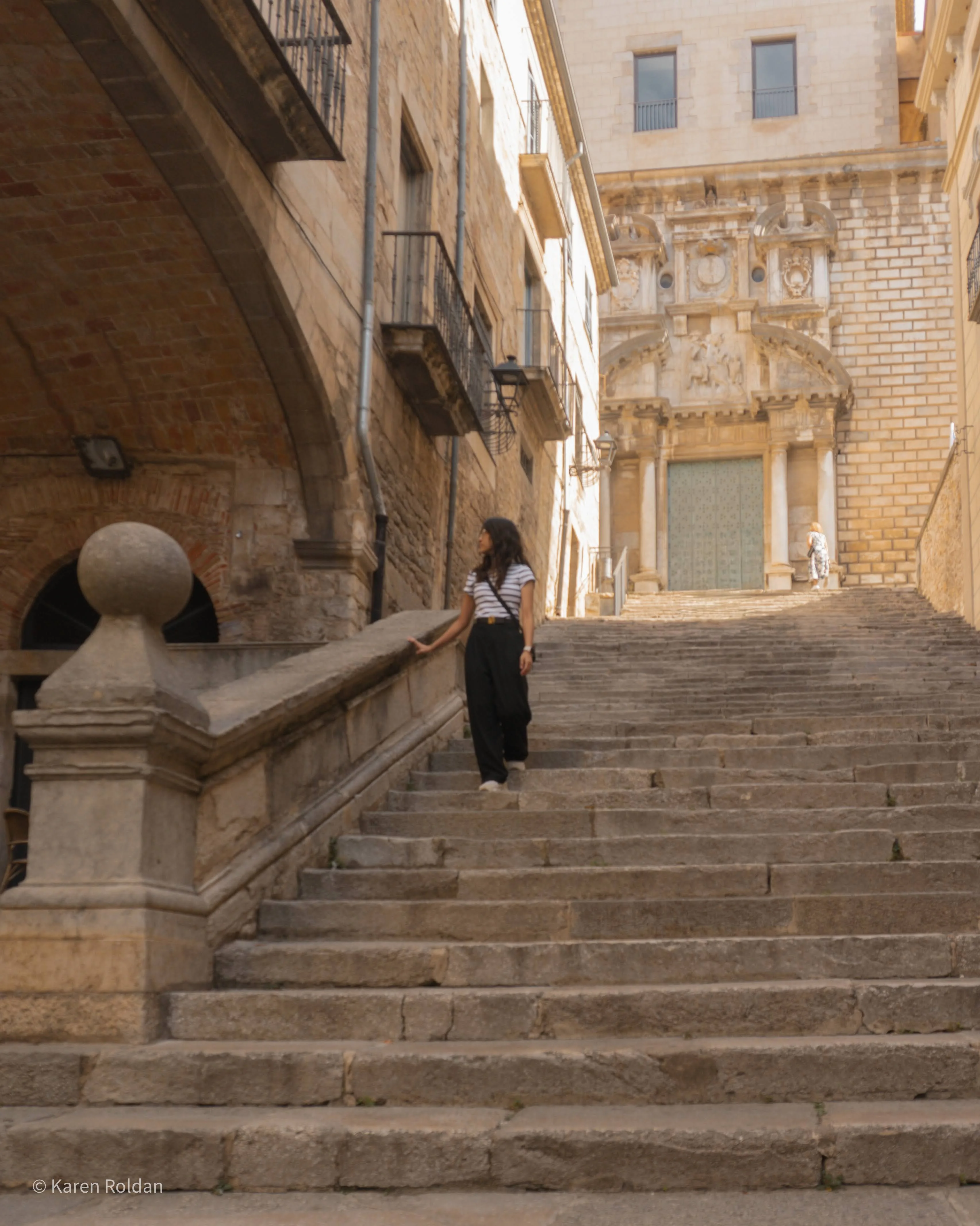 Narrow stone steps in Girona's old town